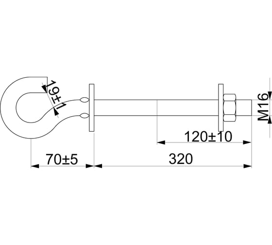 Крюк ЭНЕРВИК /ENSTO SOT15.10R (M16 L=320мм) (1 шт.) SOT15.10R-1