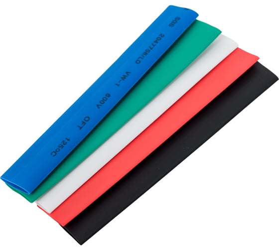 Термоусадочная трубка Jilion Н-р 10:5, 15 шт. по 10 см, 5 цветов (по 3 шт: бел., зел.,син., красн., черн.) 9536555 1