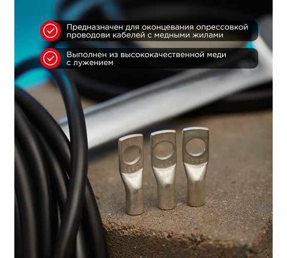 Наконечник REXANT ТМЛ 16–8–6 (16мм2 - d8мм), ГОСТ 7386-80, 5 шт. 07-5311