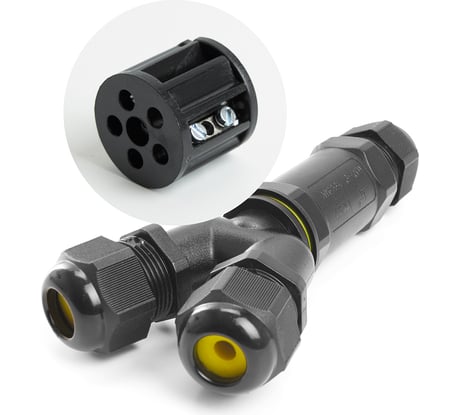 Водонепроницаемый соединитель-коннектор для проводов Y FERON клемма 3pin, черный LD522/LD529 41461