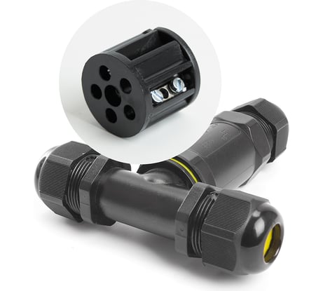 Водонепроницаемый соединитель-коннектор для проводов T FERON клемма 3pin, черный LD523/LD530 41462