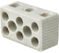 Клемма керамическая винтовая HLT ККВ-10 мм2 3 пары контактов с крепежным отверстием (20 шт./уп.) 081-39-004