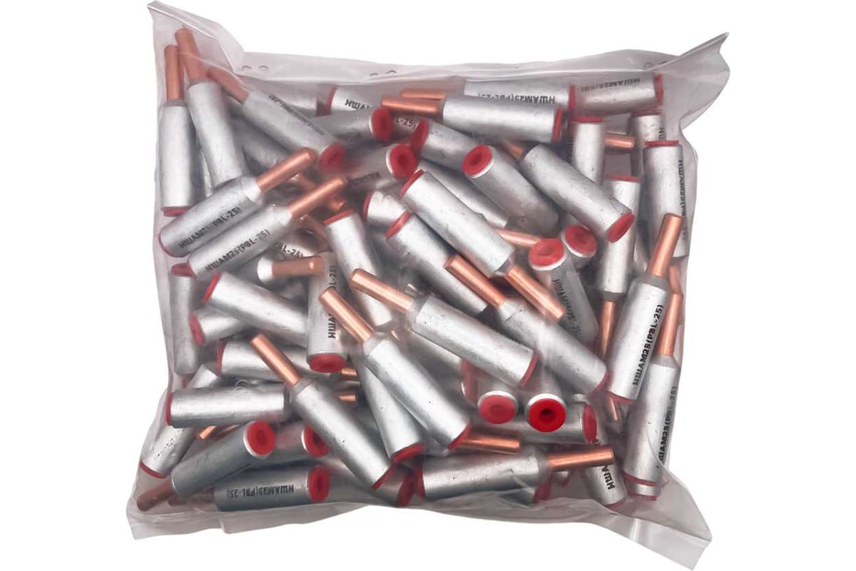 Наконечник кабельный штыревой алюмомедный DORI НШАМ 25 с пастой, 50 шт ...