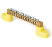 Шина HLT N, ноль, на двух угловых изоляторах, ШНИ-6x9-12-У2-желтый 10 штук/упаковка 081-01-44