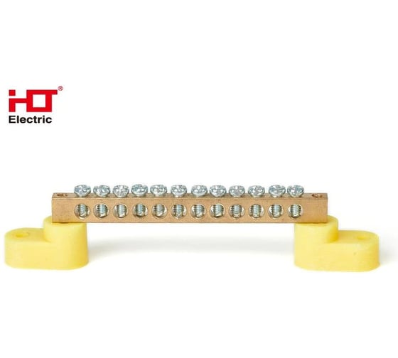 Шина HLT N, ноль, на двух угловых изоляторах, ШНИ-6x9-12-У2-желтый 10 штук/упаковка 081-01-44