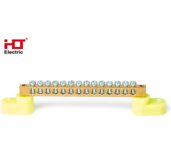 Шина HLT N, ноль, на двух угловых изоляторах, ШНИ-6x9-14-У2-желтый 10 штук/упаковка 081-01-45