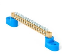 Шина HLT N, ноль, на двух угловых изоляторах, ШНИ-6x9-14-У2-синий 10 штук/упаковка 081-01-06