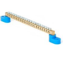 Шина HLT N, ноль, на двух угловых изоляторах, ШНИ-6x9-22-У2-синий 10 штук/упаковка 081-01-10