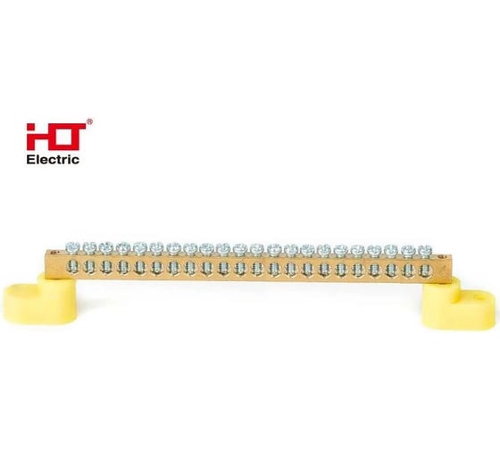 Шина HLT PE, земля, на двух угловых изоляторах, ШНИ-8x12-22-У2-желтый 10 штук/упаковка 081-01-69