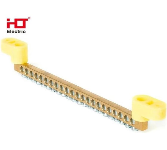 Шина HLT PE, земля, на двух угловых изоляторах, ШНИ-8x12-22-У2-желтый 10 штук/упаковка 081-01-69