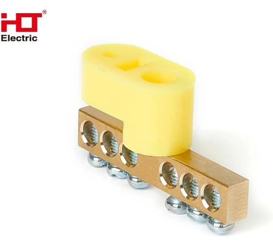 Шина HLT PE ноль на одном угловом изол ШНИ-6x9-6-У1-желтый 10 штук/упаковка 081-01-131