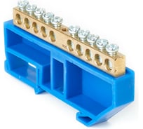 Шина HLT N ноль, на DIN-изоляторе, ШНИ-8x12-10-Д-синий, 10шт 081-03-129