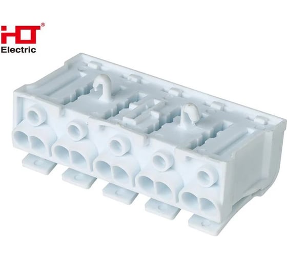 Клемма пружинная соединительная HLT КСПн5-3L+N+PE, 16A, с монтажной ножкой (50шт./уп.) 081-32-032
