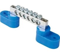 Шина HLT N ноль на двух угловых изоляторах ШНИ-6x9-6-У2-никелированная, синяя, 10шт 081-01-111