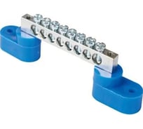 Шина HLT N ноль на двух угловых изоляторах ШНИ-6x9-8-У2-никелированная, синяя, 10шт 081-01-112