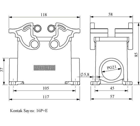 Пустой корпус Emas 16 полюсов, 16A EBM16GD24 1