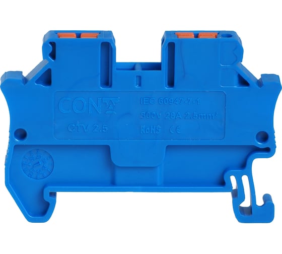 Клемма проходная CONTA CTV 2.5 BLUE, 2.5 кв.мм, PUSH-IN 00-00012500