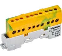 Шина IEK TEKFOR PE земля, изолятор на универсальном держателе, 6x9-10-ЖЗ, 5штук/упаковка TF-NN10-10-KL-K52