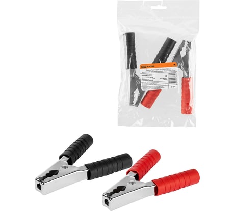 Зажим "крокодил" TDM ELECTRIC ЗК 250А 150мм в изоляции красный/черный 1шт+1шт SQ0541-0033