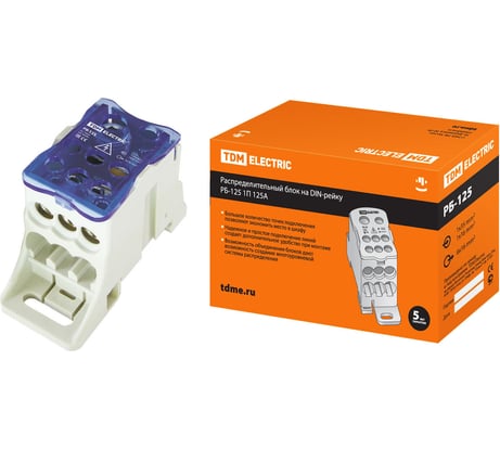 Распределительный блок на DIN-рейку TDM ELECTRIC РБ-125 1П 125А 1х35+1x16/6x16 SQ0823-0002