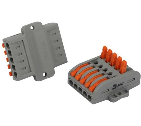 Клемма ЭРА NO-225401 проходная с монтажной площадкой 2222415Р с рычагами 5 полюсов 0.08-2.5/4 мм2 (упаковка 5 шт.) Б0067940