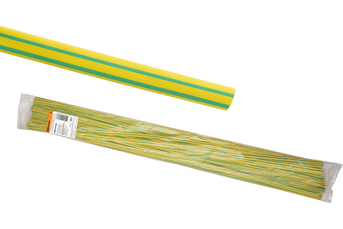 Термоусаживаемая трубка TDM ТУТнг 2/1 желто-зеленая по 1м 200 м/упак ...