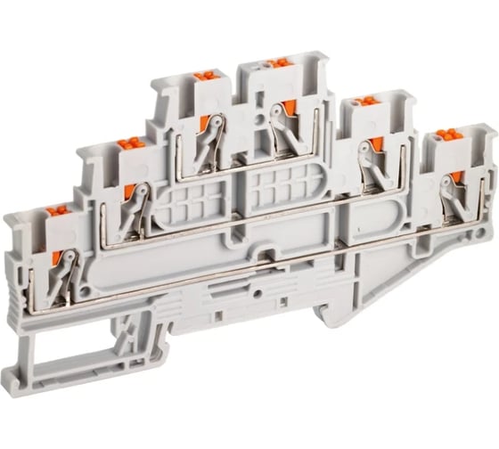 Трехъярусная клемма с пружинным зажимом CONTA CPT 2.5-3L GRAY-50, PUSH-IN, упаковка 50 шт 00-00013110