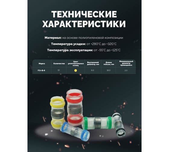 Термоусаживаемый сединитель под пайку Мемотерм-ММ ГСт-Б-6 10 шт ГСт-Б-6_10