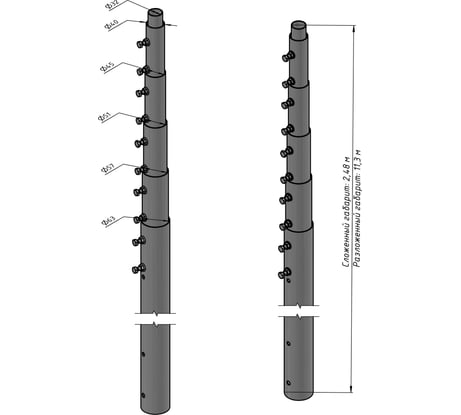 Мачта телескопическая Мачты.ру МТЦ-12 цинк 200001600030