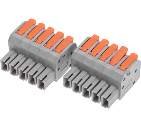 Клемма REXANT СМК 222-425R проходная, разъемная, 5 полюсов, серая, 0,2-2,5/4мм² блистер 3 шт/уп 07-5265-3