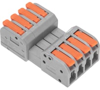 Клемма REXANT СМК 222-424R проходная, разъемная, 4 полюса, серая, 0,2-2,5/4мм² блистер 5 шт/уп 07-5264-5