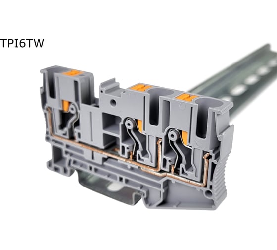 Клемма Провенто push-in проходная 3 контакта 6 мм2, серая TPI6TW