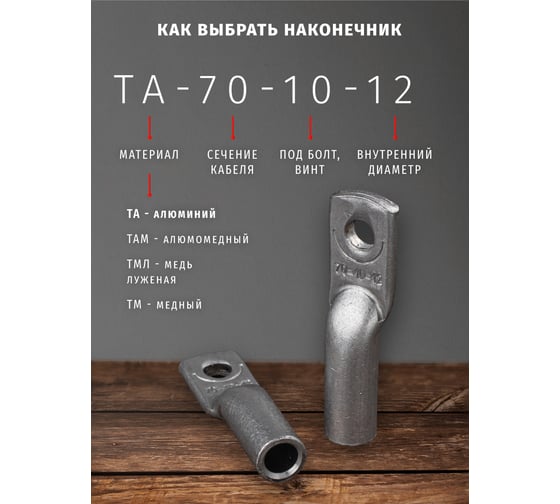 Наконечник Navigator 80 203 NET-ТА-70-10-12 алюминиевый, 25 штук/упаковка 80203