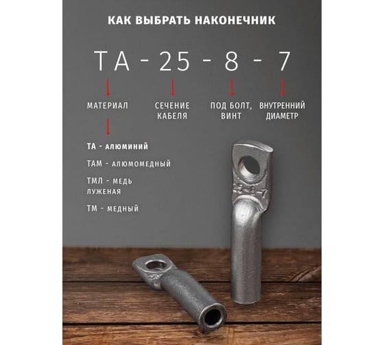 Наконечник Navigator 80 200 NET-ТА-25-8-7 алюминиевый, 100 штук/упаковка 80200