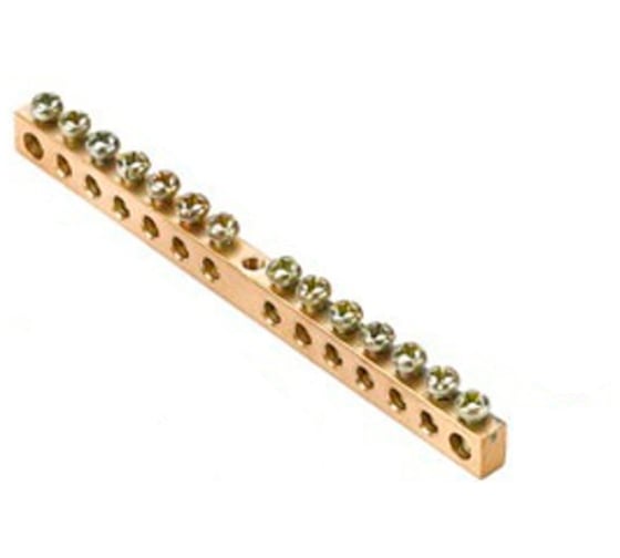 Шина АО КЗОЦМ N нулевая 6х9мм 12/1 (12 групп/крепеж по центру) 10 шт ШН-69-12-1 1