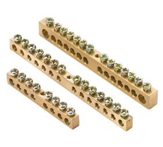 Шина N нулевая КЗОЦМ 6х9мм 24/1 (24 группы/крепеж по центру) 10 шт ШН-69-24-1 1