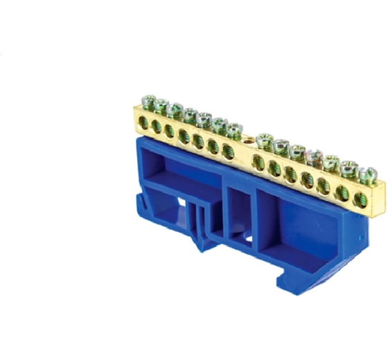 Шина N нулевая КЗОЦМ 6х9мм 14/1 (14групп/крепеж по центру) синий DIN изолятор 20 шт ШНИ(DIN)-69-14-1(с) 1