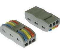 Клеммник RUICHI зажимная проходная 6-контактная 3-проводная LC-203, медь, цвет красный/синий/желтый, упаковка 5 шт. 115413