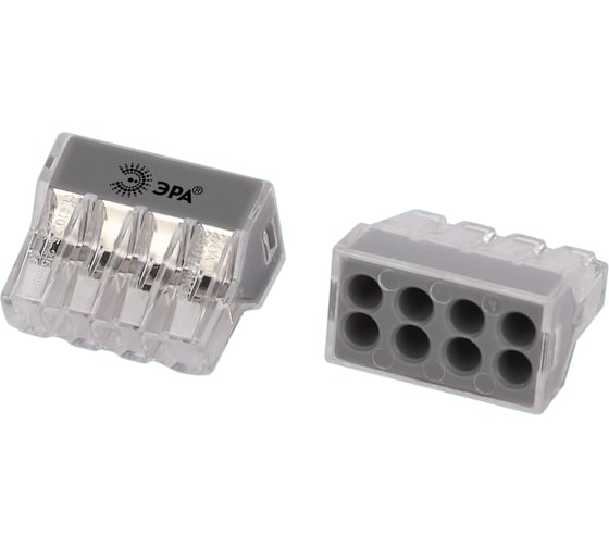 Клемма ЭРА NO225366 быстрозажимная 773608 прозрачная 8проводная 0.754.0 мм2 упаковка 20 шт Б0067911 1