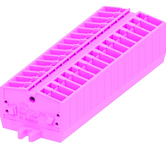 Клемма SUPU TB 1-1 боковое подключение, с крепежными фланцами, сечение 2,5 мм. кв., розовый, 100 шт 254309 1