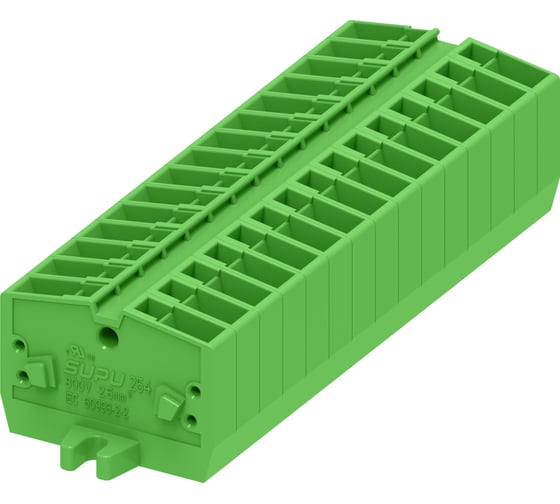 Клемма SUPU TB 1-1 боковое подключение, с крепежными фланцами, сечение 2,5 мм. кв., зеленый, 100 шт 254306 1