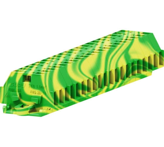 Клемма SUPU TB 1-1 с боковым подключением, с крепежными фланцами, сечение 1,5 мм. кв., желто-зеленая, 100 шт 240307 1