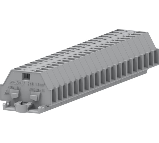 Клемма SUPU TB 1-1 с боковым подключением, с крепежными фланцами, сечение 1,5 мм. кв., серая, 100 шт 240301 1