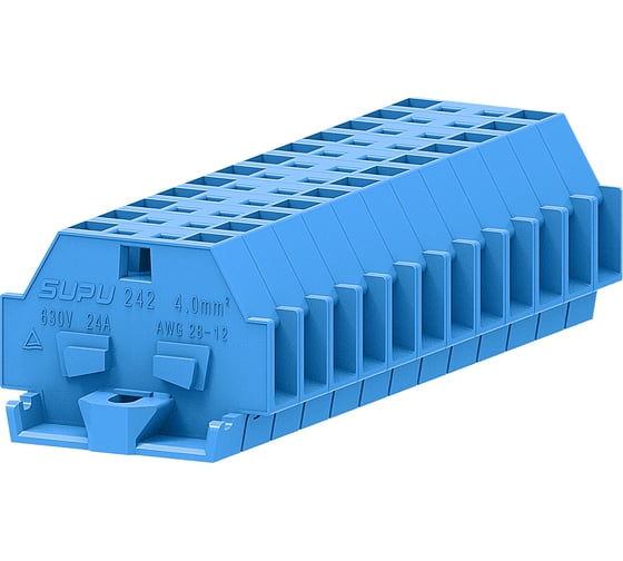Клемма SUPU TB 1-1 с боковым подключением, с фиксирующим фланцем, синяя, 100 шт 242304 1