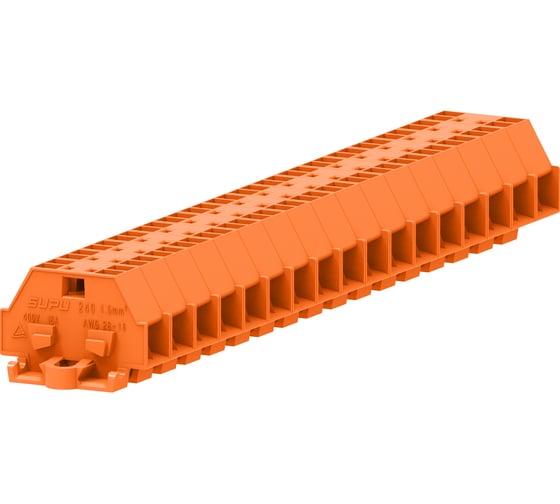 Клемма SUPU TB 2-2 с боковым подключением, с крепежными фланцами, сечение 1,5 мм. кв., оранжевая, 100 шт 240332 1