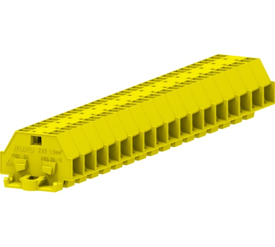 Клемма SUPU TB 2-2 с боковым подключением, с крепежными фланцами, сечение 1,5 мм. кв., желтая, 100 шт 240335 1