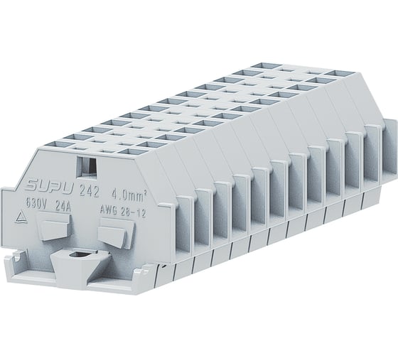 Клемма SUPU TB 1-1 с боковым подключением, с фиксирующим фланцем, светло-серая, 100 шт 242303 1