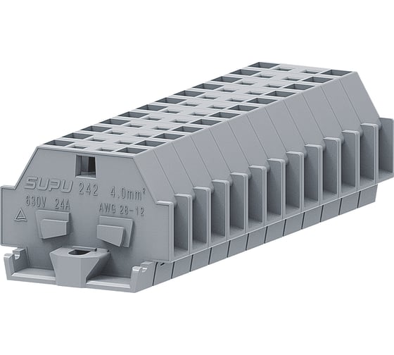 Клемма SUPU TB 1-1 с боковым подключением, с фиксирующим фланцем, серая, 100 шт 242301 1