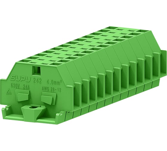 Клемма SUPU TB 1-1 с боковым подключением, с фиксирующим фланцем, зеленая, 100 шт 242306 1