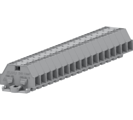 Клемма SUPU TB 2-2 с боковым подключением, с крепежными фланцами, сечение 1,5 мм. кв., серая, 100 шт 240331 1